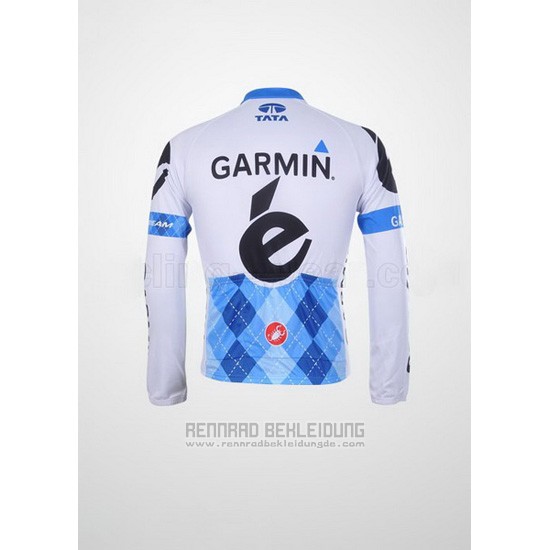 2011 Fahrradbekleidung Garmin Cervelo Blau und Wei Trikot Langarm und Tragerhose - zum Schließen ins Bild klicken